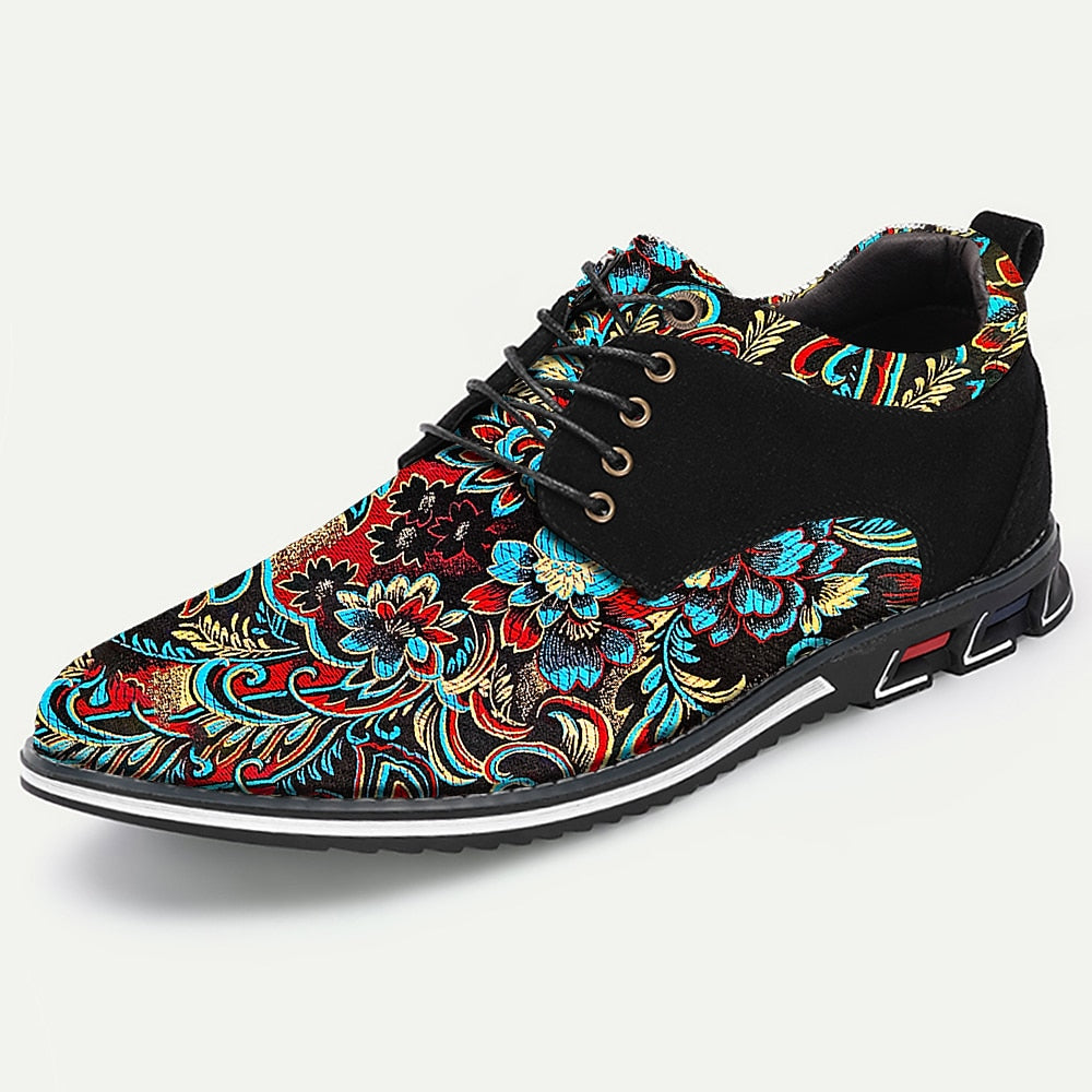 Men's Black and Turquoise Jacquard Brocade Dress Shoes