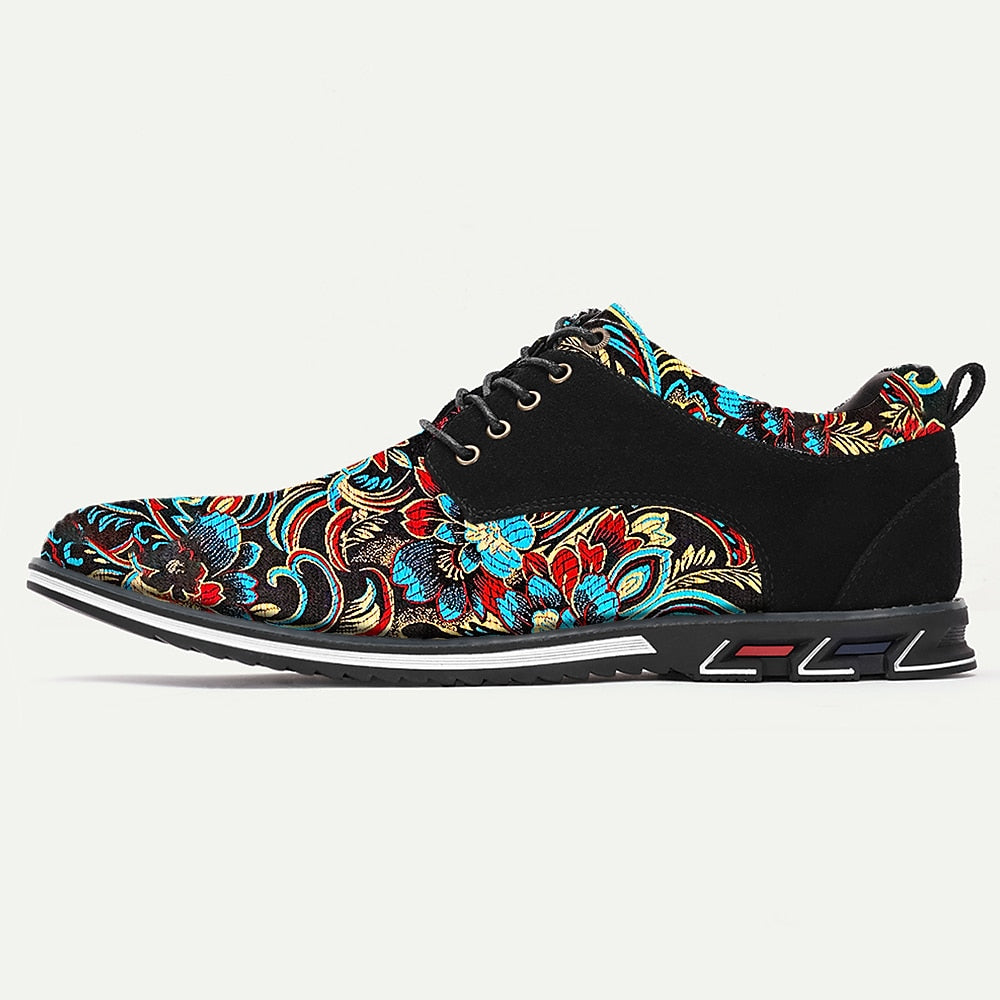 Men's Black and Turquoise Jacquard Brocade Dress Shoes