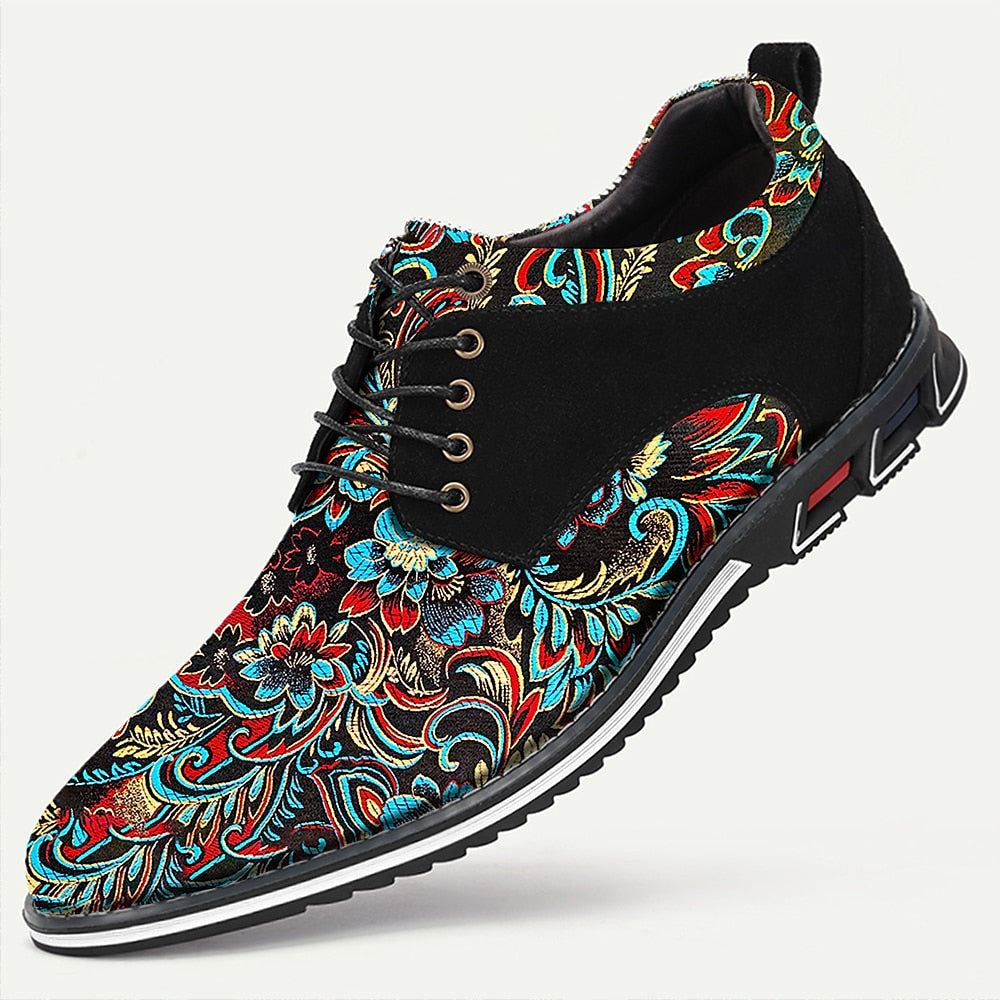 Men's Black and Turquoise Jacquard Brocade Dress Shoes