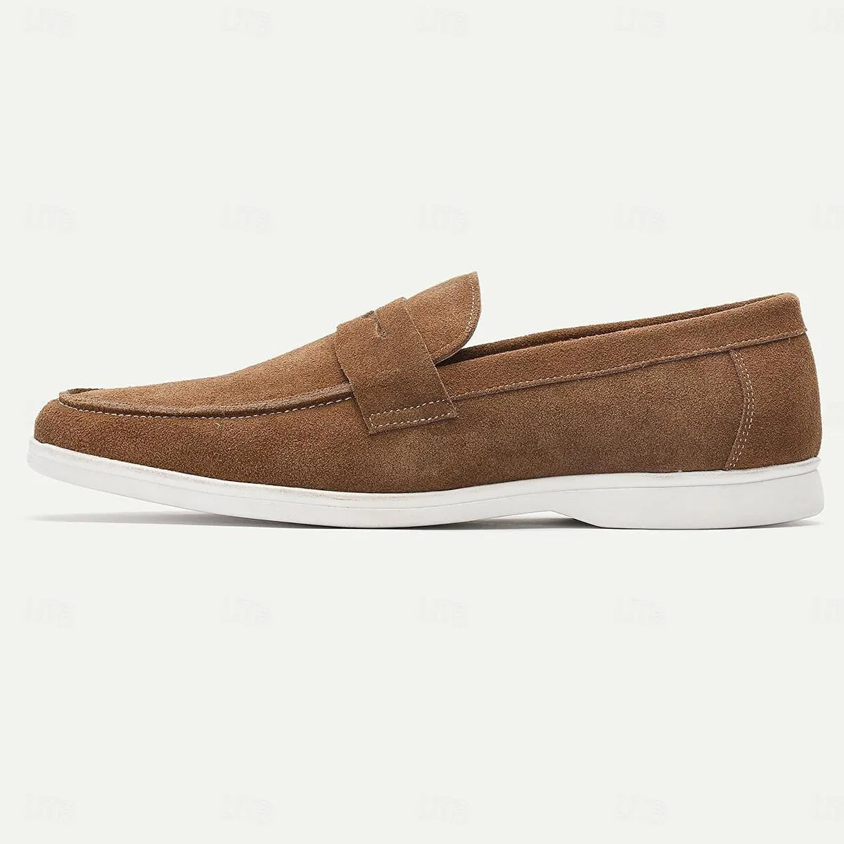 Men's Loafers Classic Suede Leather White Sole - Tokiyos