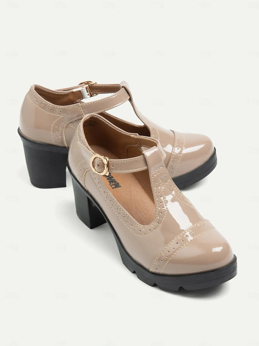 Women's Vintage T-Strap Chunky Heel Shoes