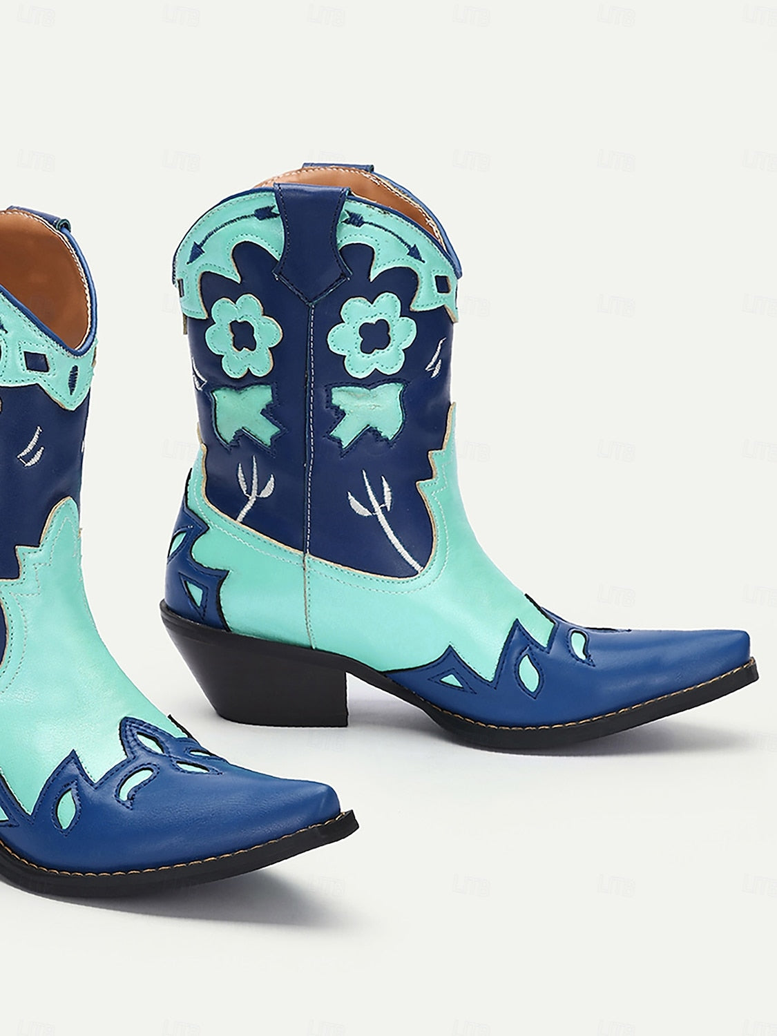 Women's Blue and Turquoise Western Cowboy Boots Perfect for Bold Fashion and Casual Wear