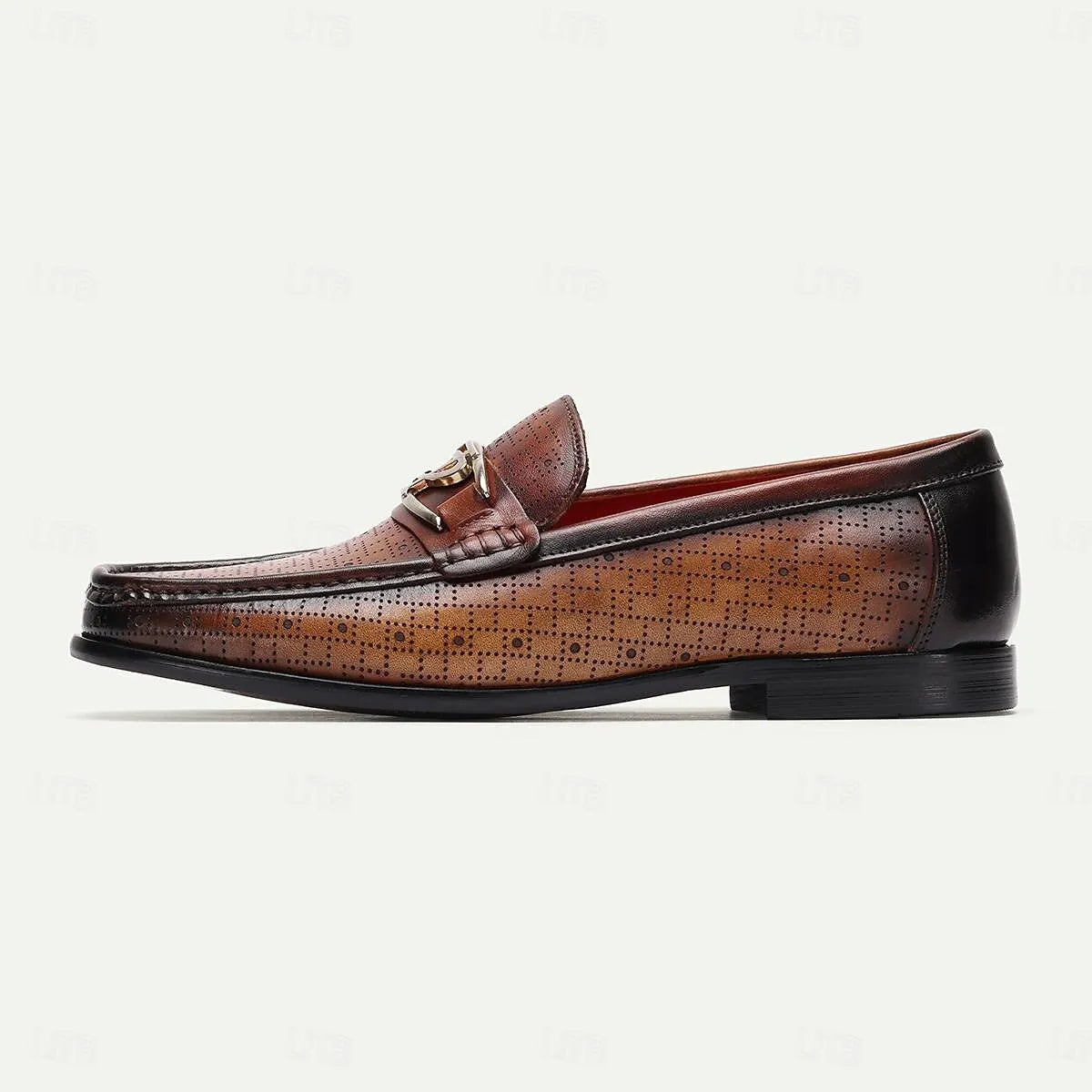 Men's Classic Perforated Leather Horsebit Loafers - Tokiyos