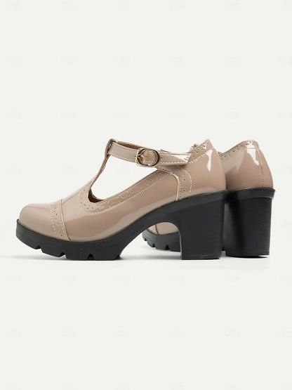 Women's Vintage T-Strap Chunky Heel Shoes