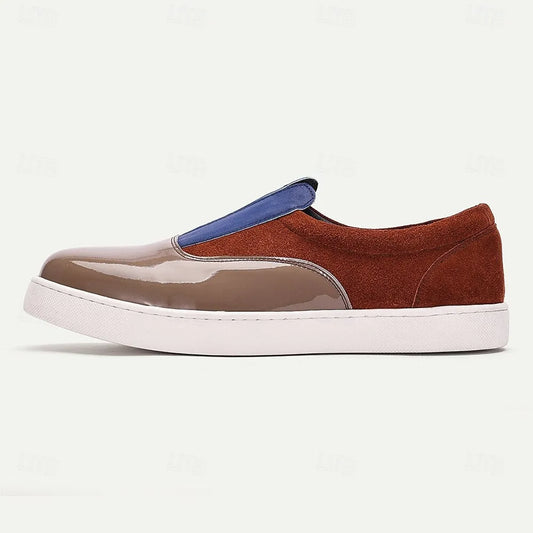 Men's Stylish Slip-On Loafers, Multi-Color Patent Leather and Suede Casual Shoes, Perfect for Everyday Fashion and Semi-Formal Wear