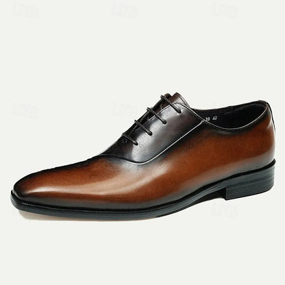 Men's Oxfords Brogue Leather Cowhide Breathable Comfortable Slip Resistant Lace-up Black Brown Fall Winter