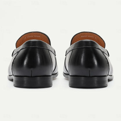 Men's Black Leather Penny Loafers - Tokiyos