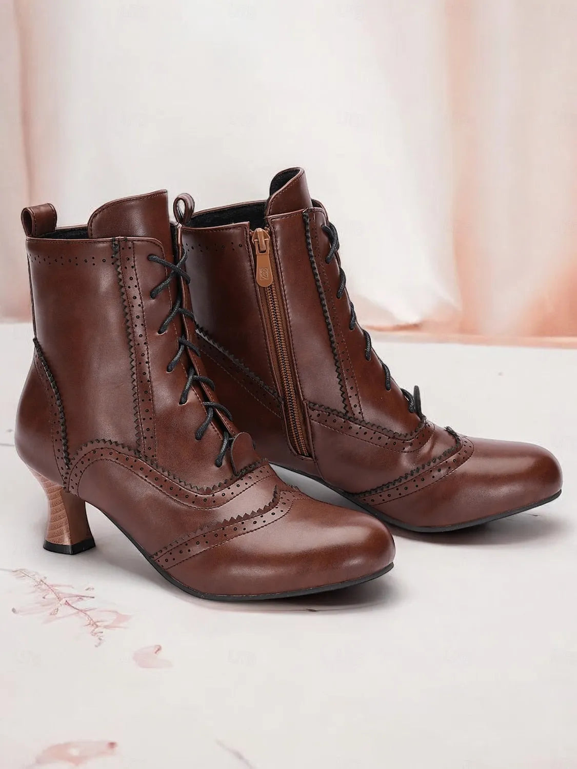 Women's Victorian-Style Lace-Up Leather Ankle Boots