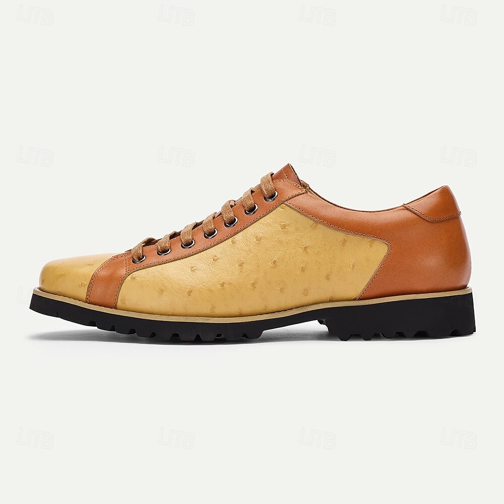 Men's Oxfords Leather Italian Full-Grain Cowhide Slip Resistant Lace-up