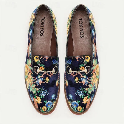 Men's Floral Patterned Velvet Loafer Horsebit - Tokiyos