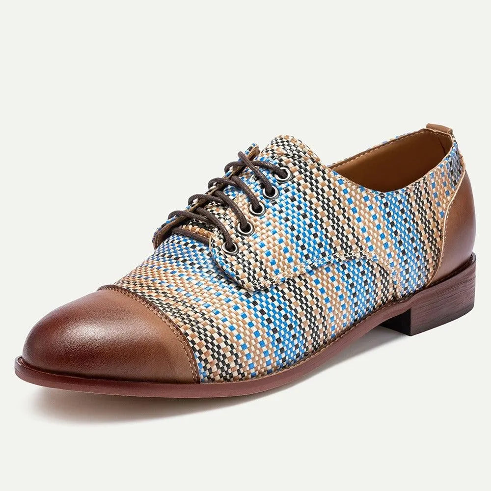 Men's Woven Leather Oxford Dress Shoes