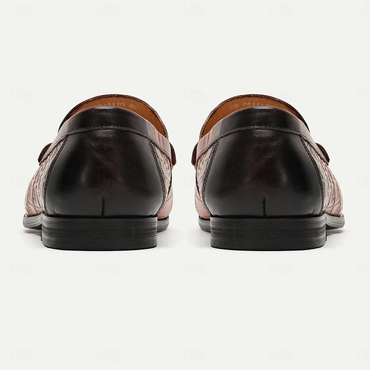 Men's Brown Crocodile Print Leather Penny Loafers - Tokiyos