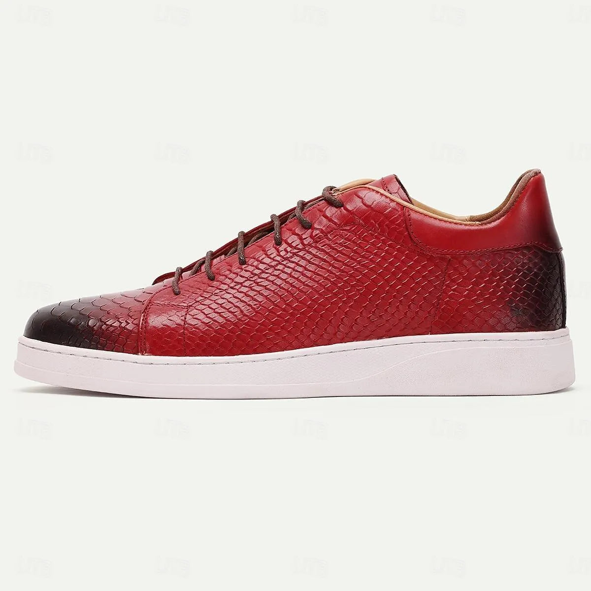 Men's Leather Sneakers Red Gradient Lace-up - Tokiyos