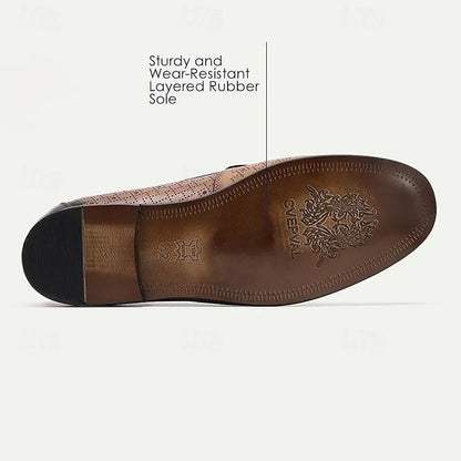 Men's Classic Perforated Leather Horsebit Loafers - Tokiyos