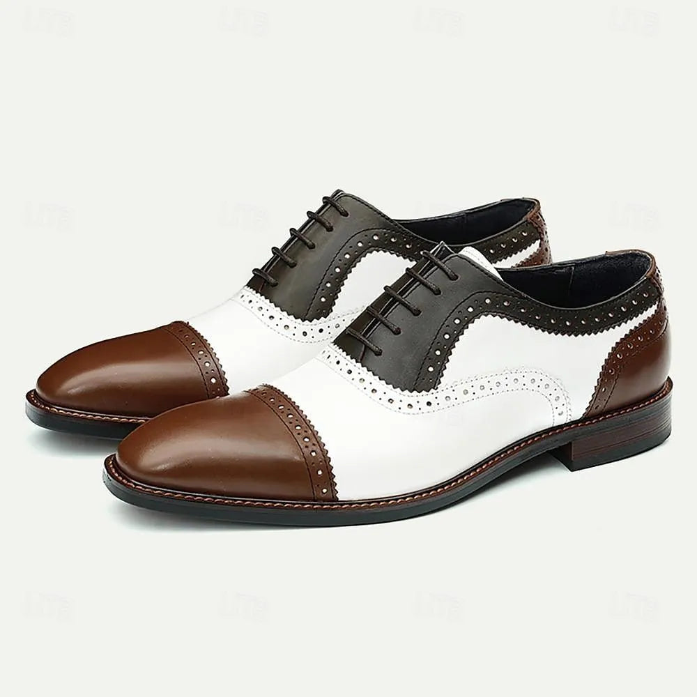 "Men's Tri-Color Wingtip Oxford Shoes Brogue - Tokiyos