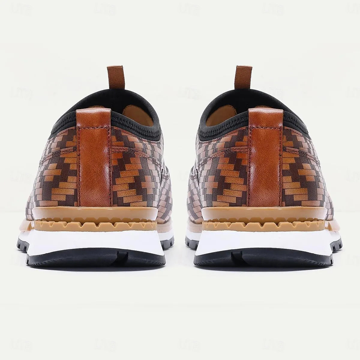 Men's Sneakers Classic Woven Leather Two-Tone Rubber Sole - Tokiyos