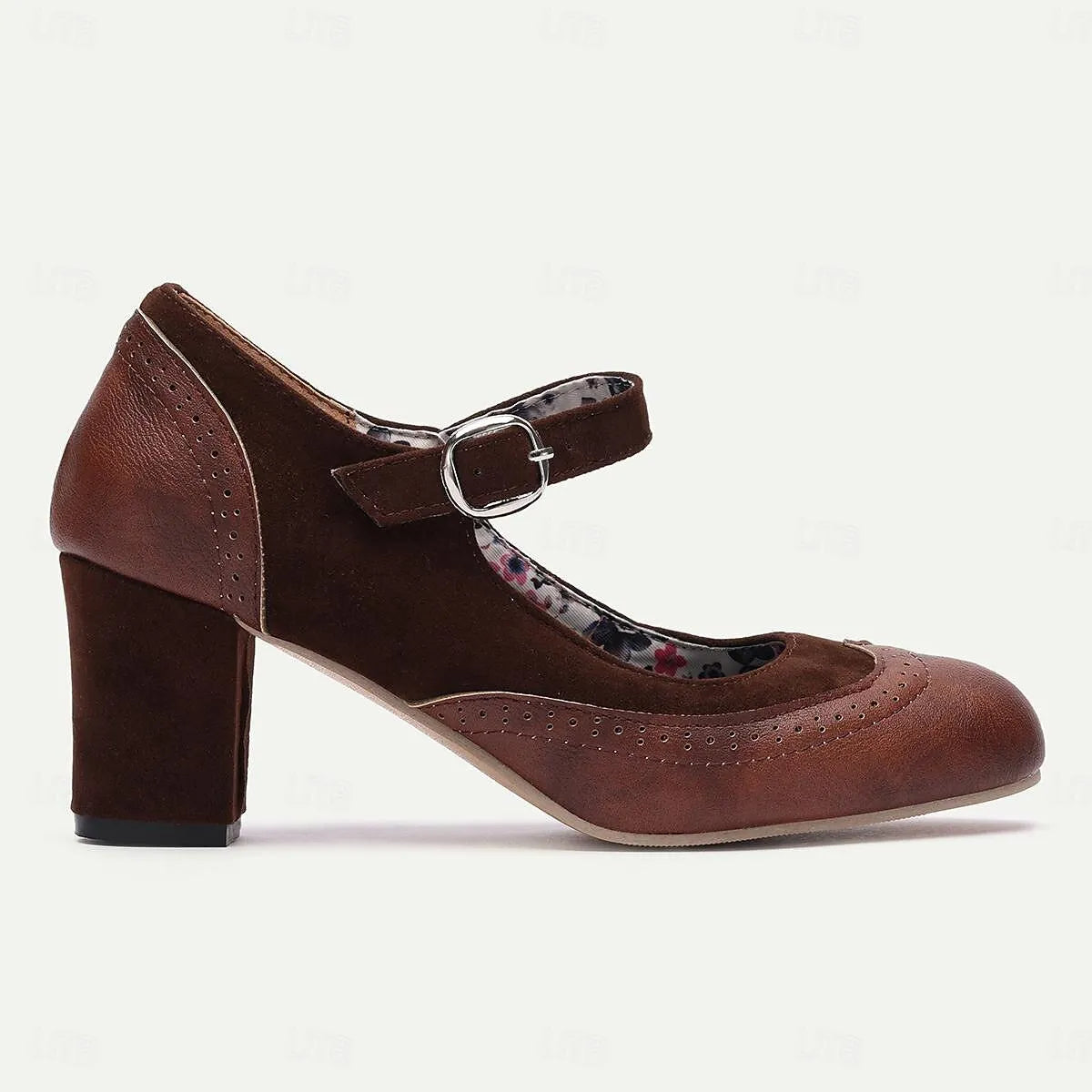 Classic Brown Suede Mary Jane Heels with Buckle Strap - Women's Comfortable Dress Shoes - Tokiyos