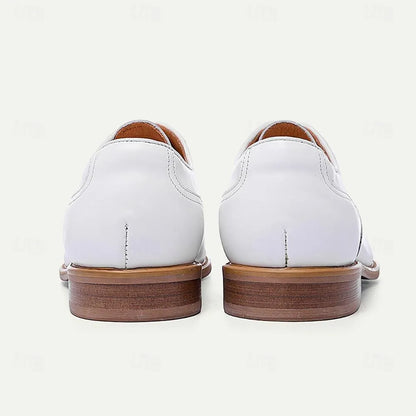 Men's White Leather Oxford Shoes - Business Casual - Tokiyos