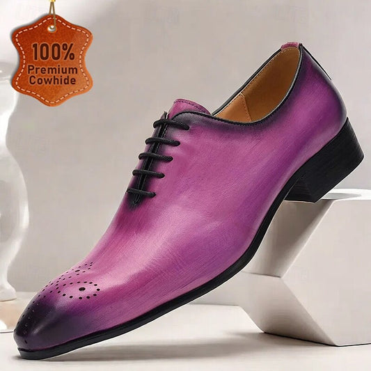 Men's Gradient Purple Oxford Shoes Premium Cowhide Formal Dress Shoes