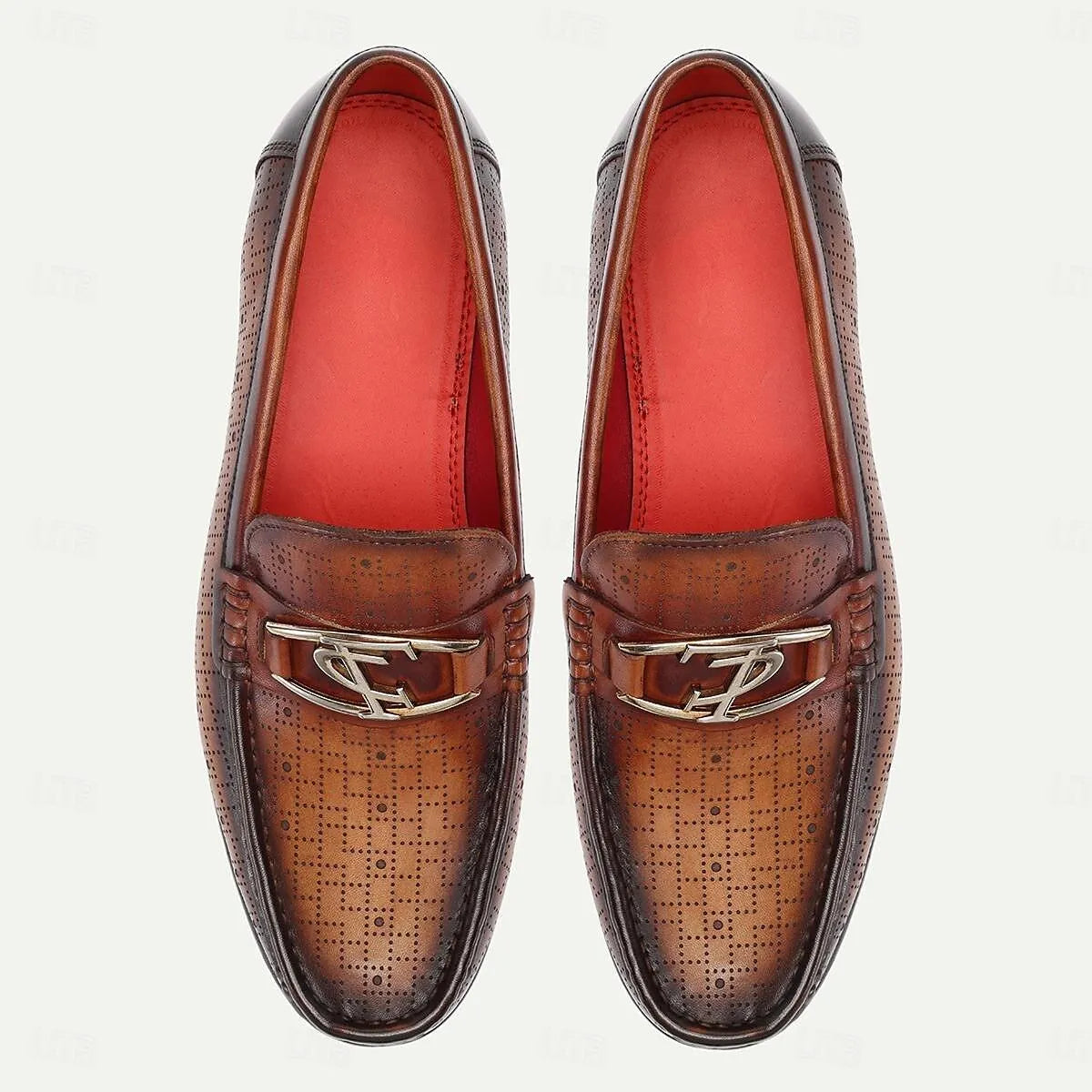 Men's Classic Perforated Leather Horsebit Loafers - Tokiyos