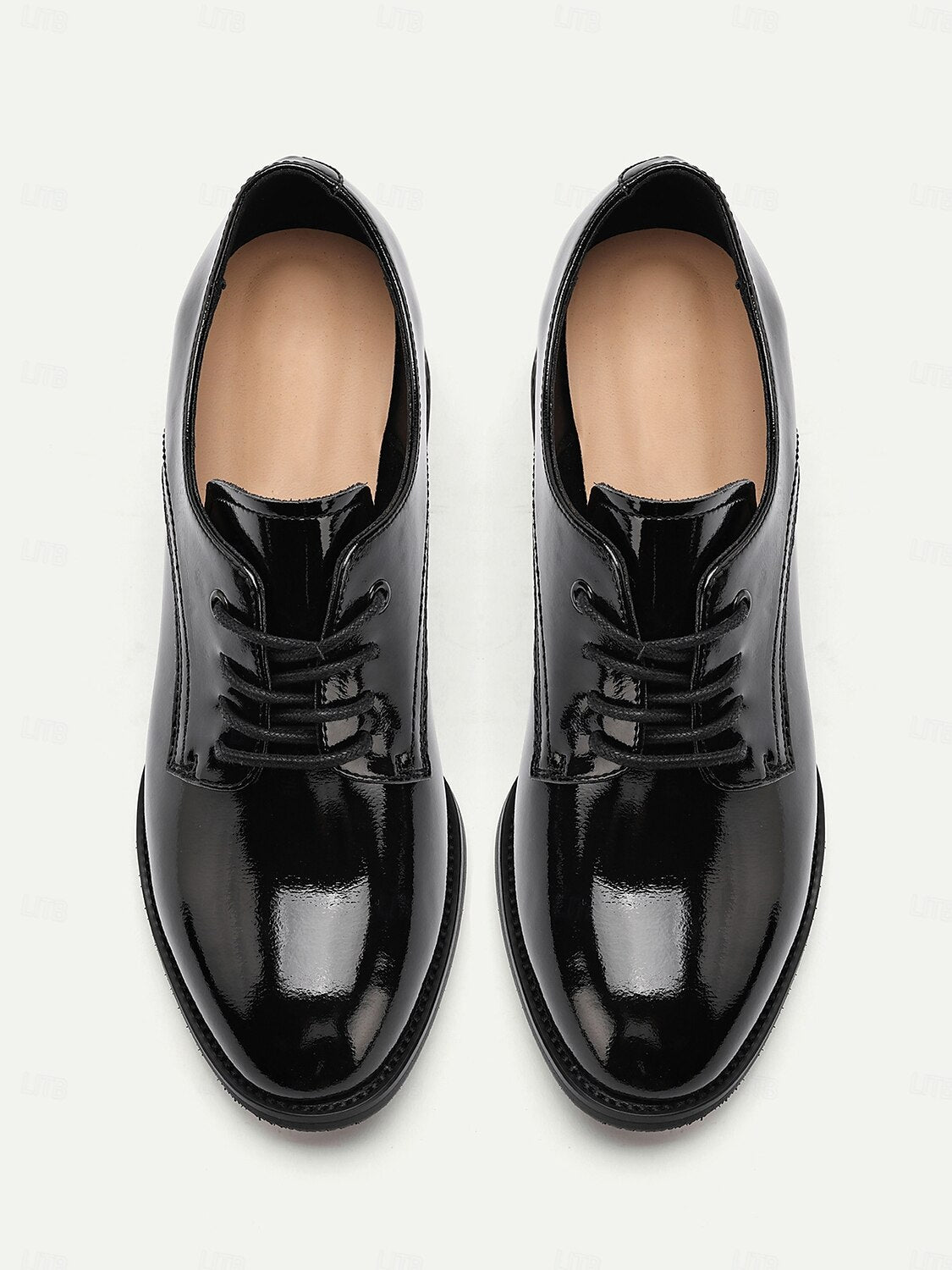 Women's Black Patent Leather Oxford Shoes – Premium Cowhide Formal Lace-Up Shoes for Weddings, Business, and Special Occasions