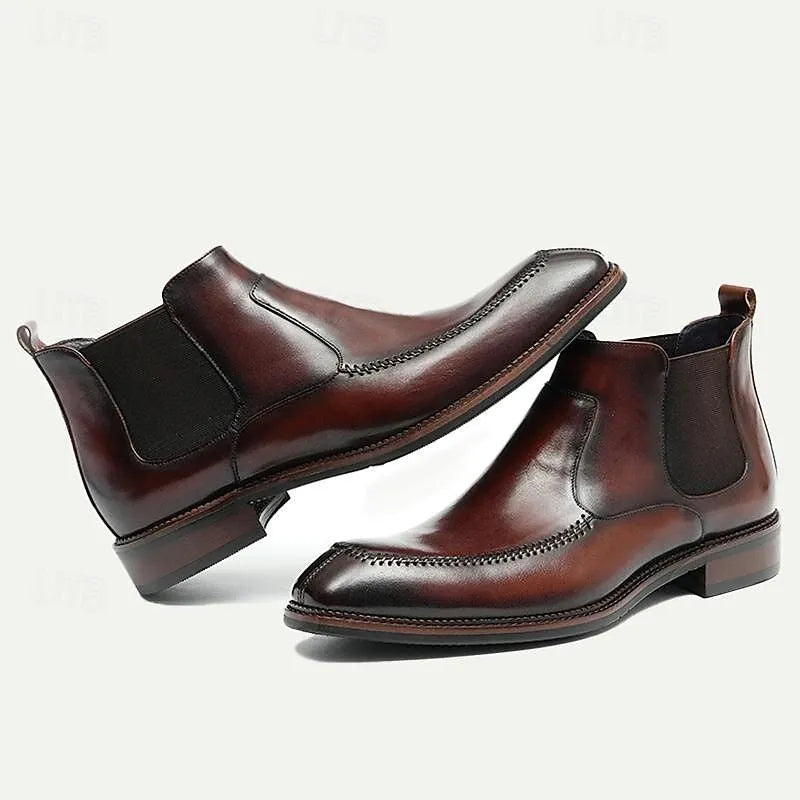 Men's Handmade Leather Chelsea Boots - 100% Cowhide with Detailed Stitching - Tokiyos