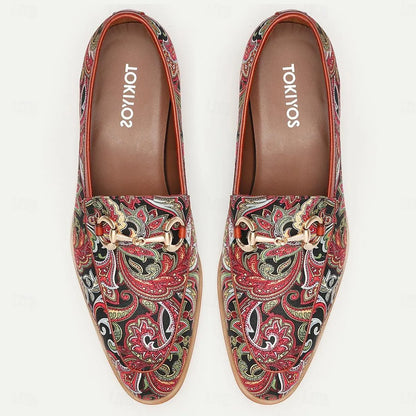 Paisley Men's Loafers with Gold Chain for Formal Events - Tokiyos