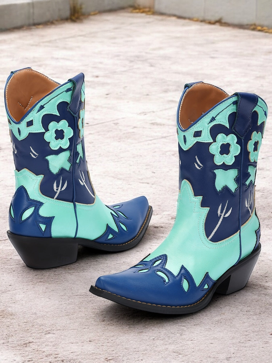 Women's Blue and Turquoise Western Cowboy Boots Perfect for Bold Fashion and Casual Wear