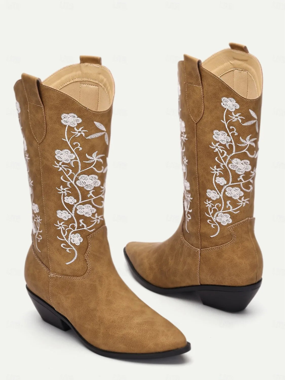 Women's Western Cowboy Boots with Floral Embroidery - Stylish and Comfortable Footwear for Country Events and Everyday Wear