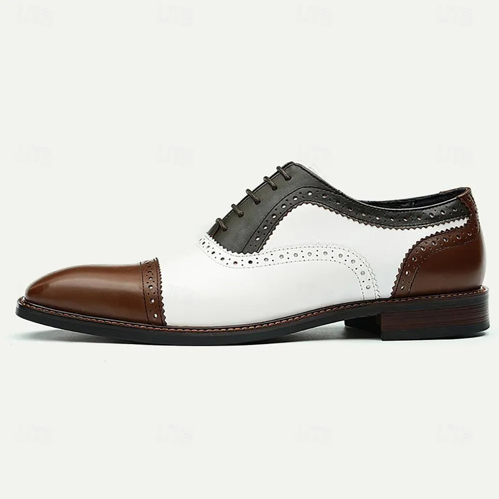 "Men's Tri-Color Wingtip Oxford Shoes Brogue - Tokiyos