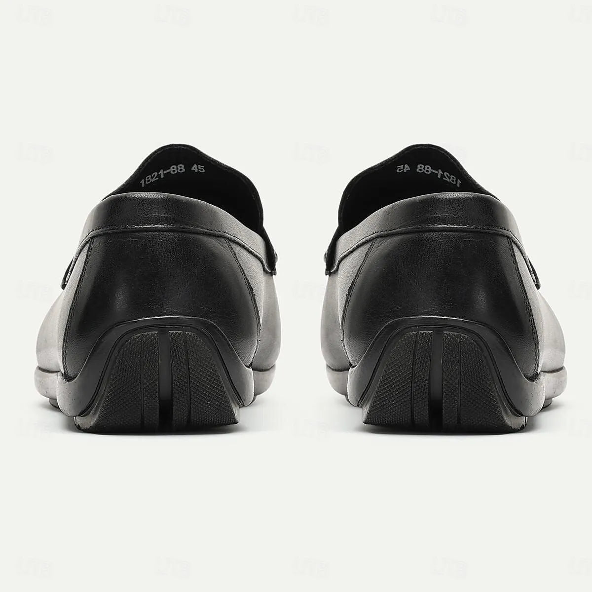 Men's Black Leather Loafers with Metal Buckle - Tokiyos