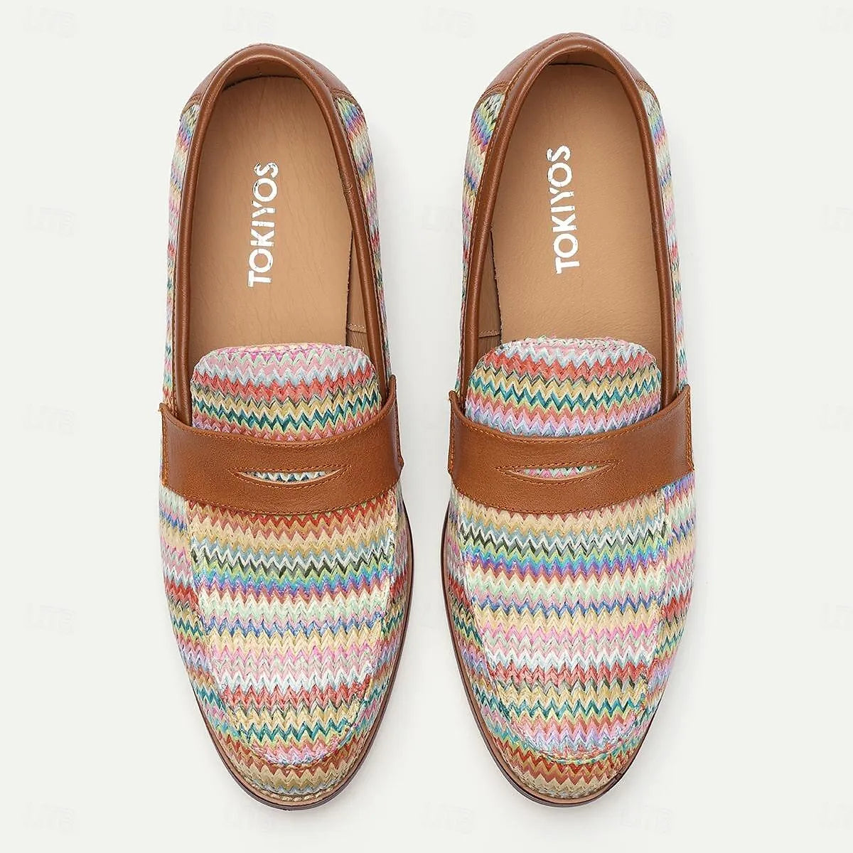 Men's Colorful Chevron Woven Penny Loafers - Tokiyos