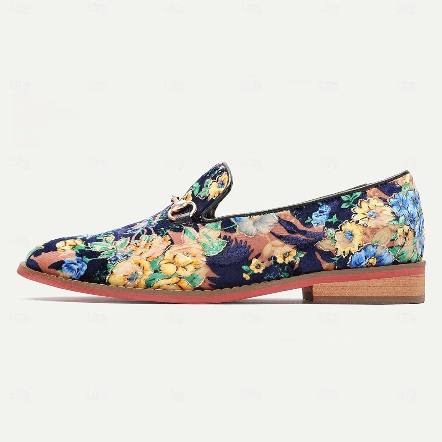 Men's Floral Patterned Velvet Loafer Horsebit - Tokiyos