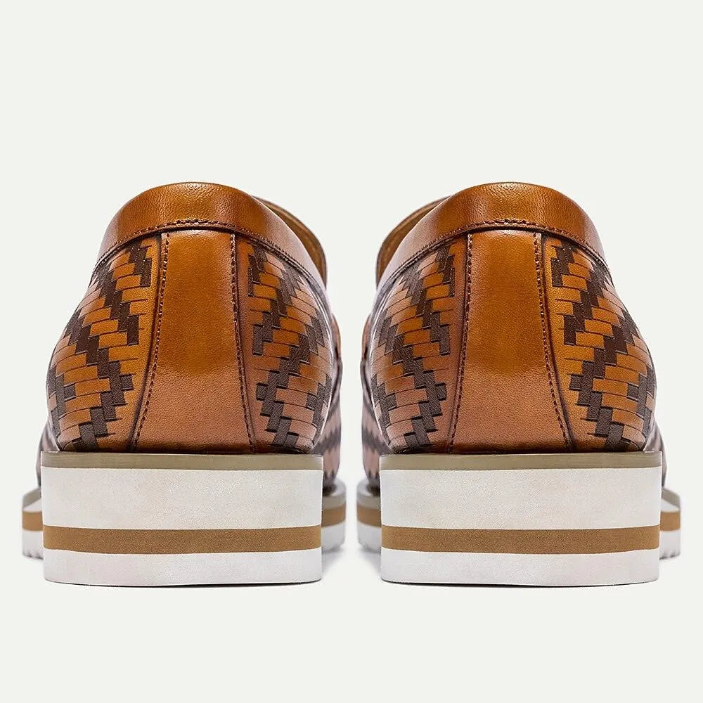 Men's Woven Leather Penny Loafers - Tokiyos