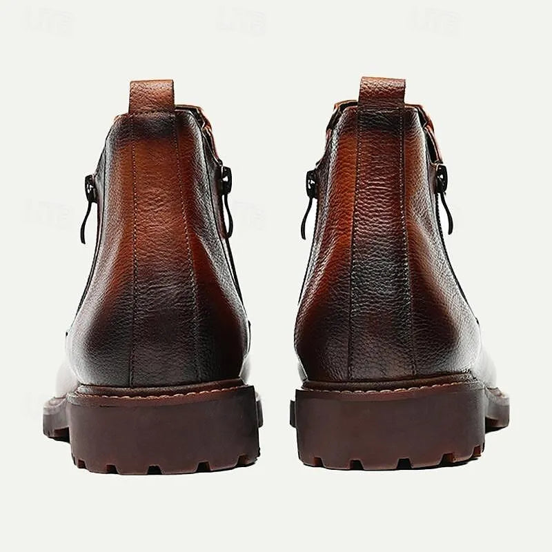 Men's Premium Leather Chelsea Boots - 100% Cowhide with Side Zipper and Rugged Sole - Tokiyos