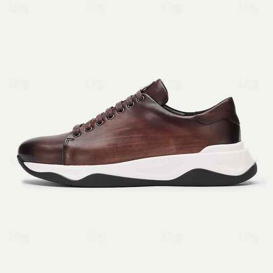 Men's Oxfords Home Daily Cowhide Comfortable Slip Resistant Lace-up Coffee Fall Winter