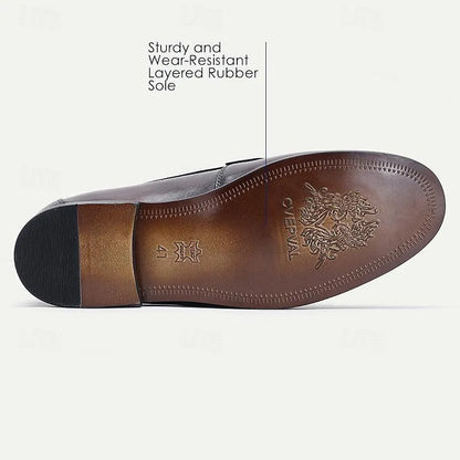 Men's Loafers Perforated Brown Leather Gunmetal Horsebit - Tokiyos