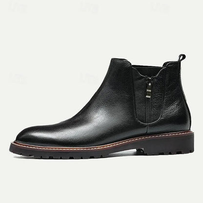 Men's Premium Leather Chelsea Boots - 100% Cowhide with Side Zipper and Rugged Sole - Tokiyos