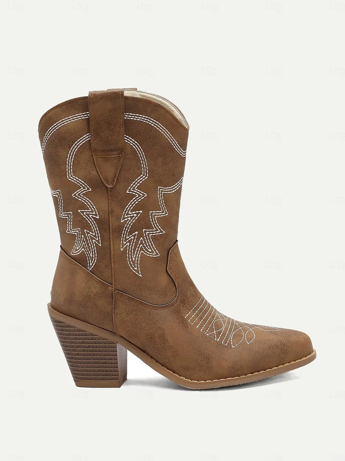 Women's Brown Western Cowboy Boots with Buckle Details - Stylish & Durable Footwear