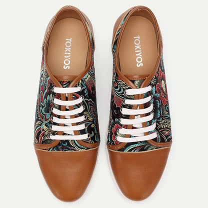 Men's Floral Embroidered Lace-Up Sneakers - Tokiyos