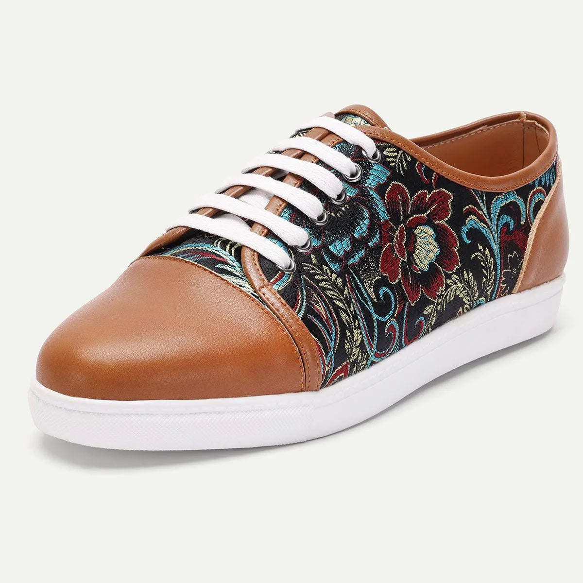 Men's Floral Embroidered Lace-Up Sneakers - Tokiyos