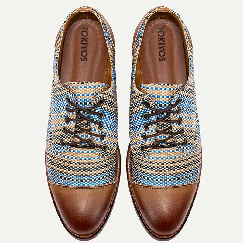 Men's Woven Leather Oxford Dress Shoes