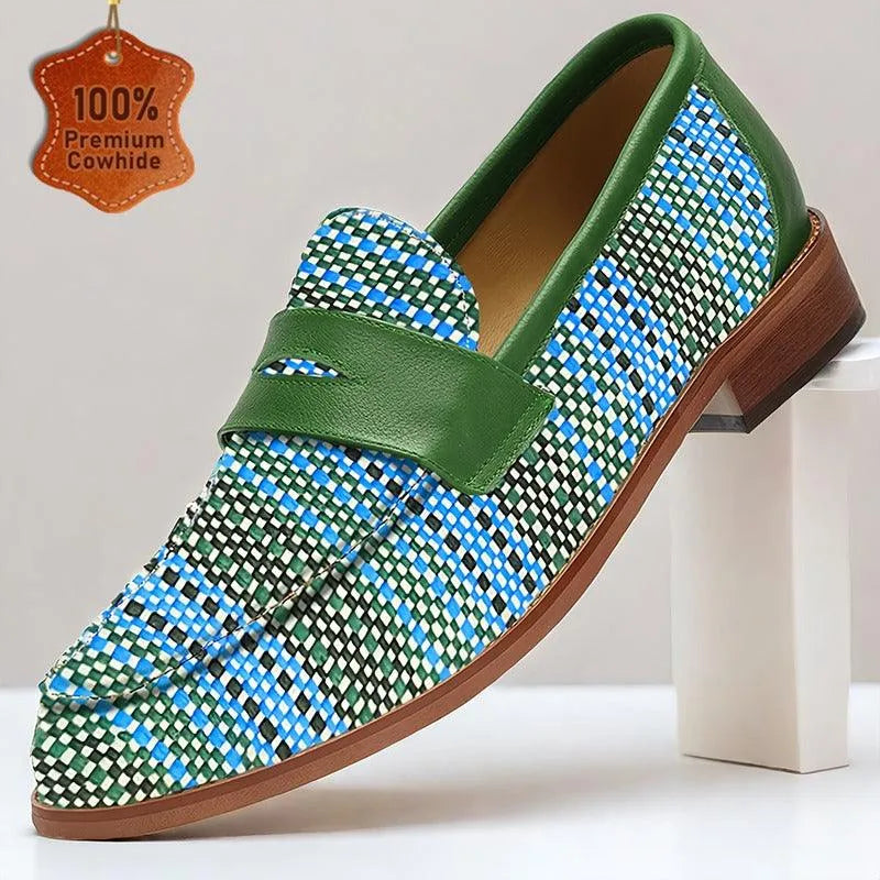 Men's Artisanal Woven Leather Loafers - Tokiyos