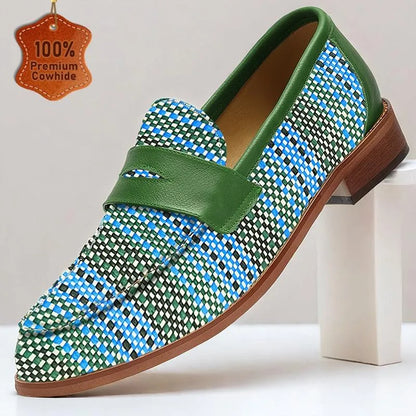 Men's Artisanal Woven Leather Loafers - Tokiyos