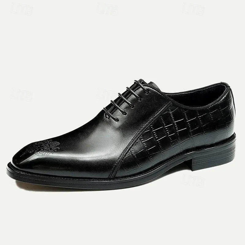 Men's Oxfords Home Daily Cowhide Comfortable Slip Resistant Lace-up Black Brown Fall Winter