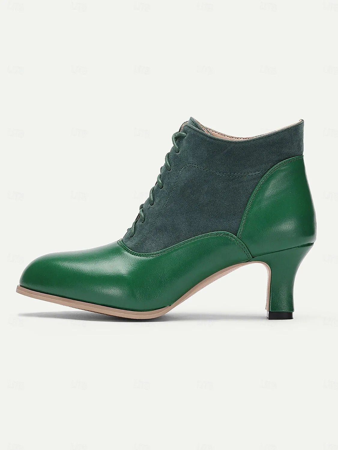 Women's Green Victorian Vintage Lace-Up Ankle Boots - Perfect for Retro-Inspired Outfits, Casual Wear, and Special Occasions