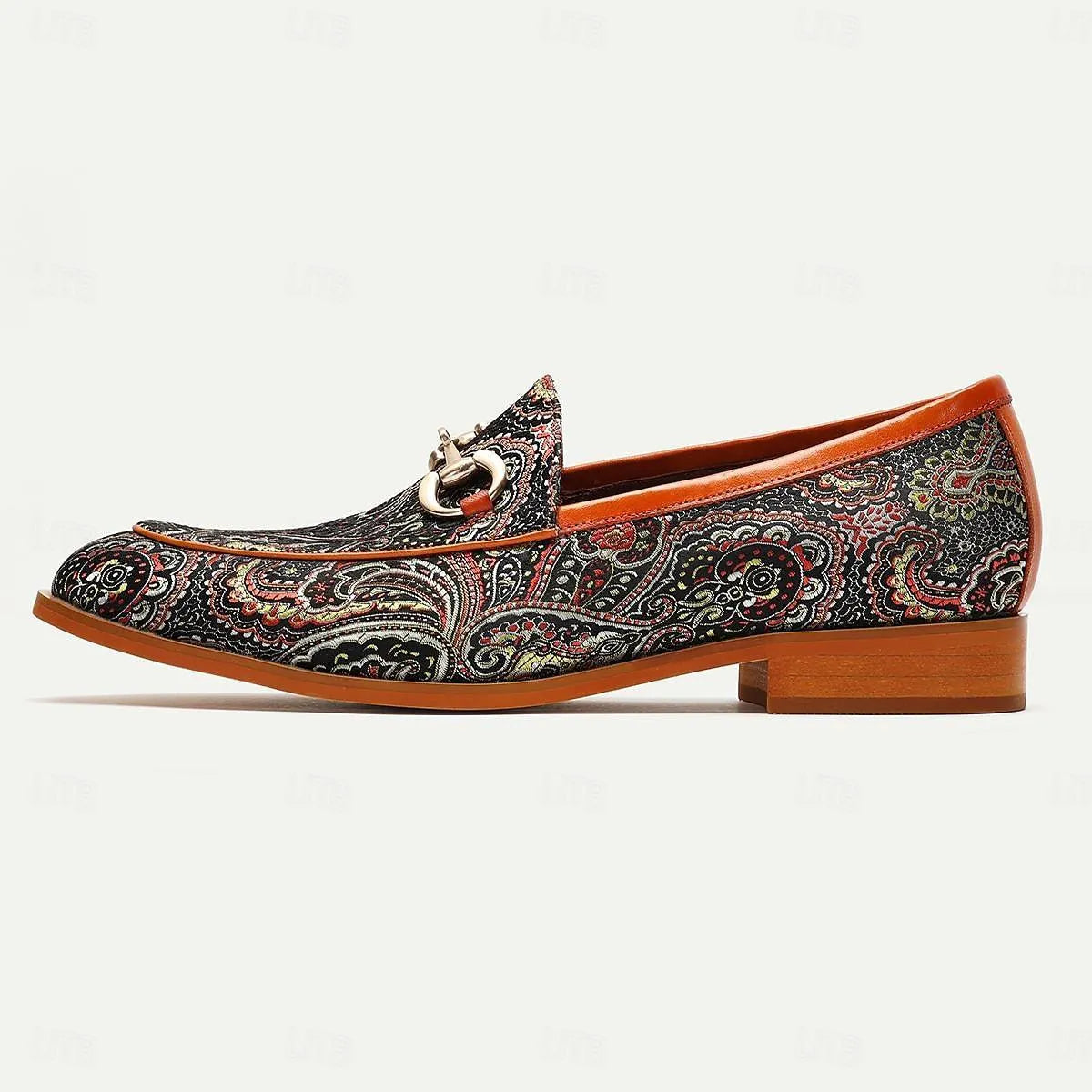 Men's Paisley Patterned Loafers: Colorful Slip-On Shoes with Horsebit Detail - Tokiyos