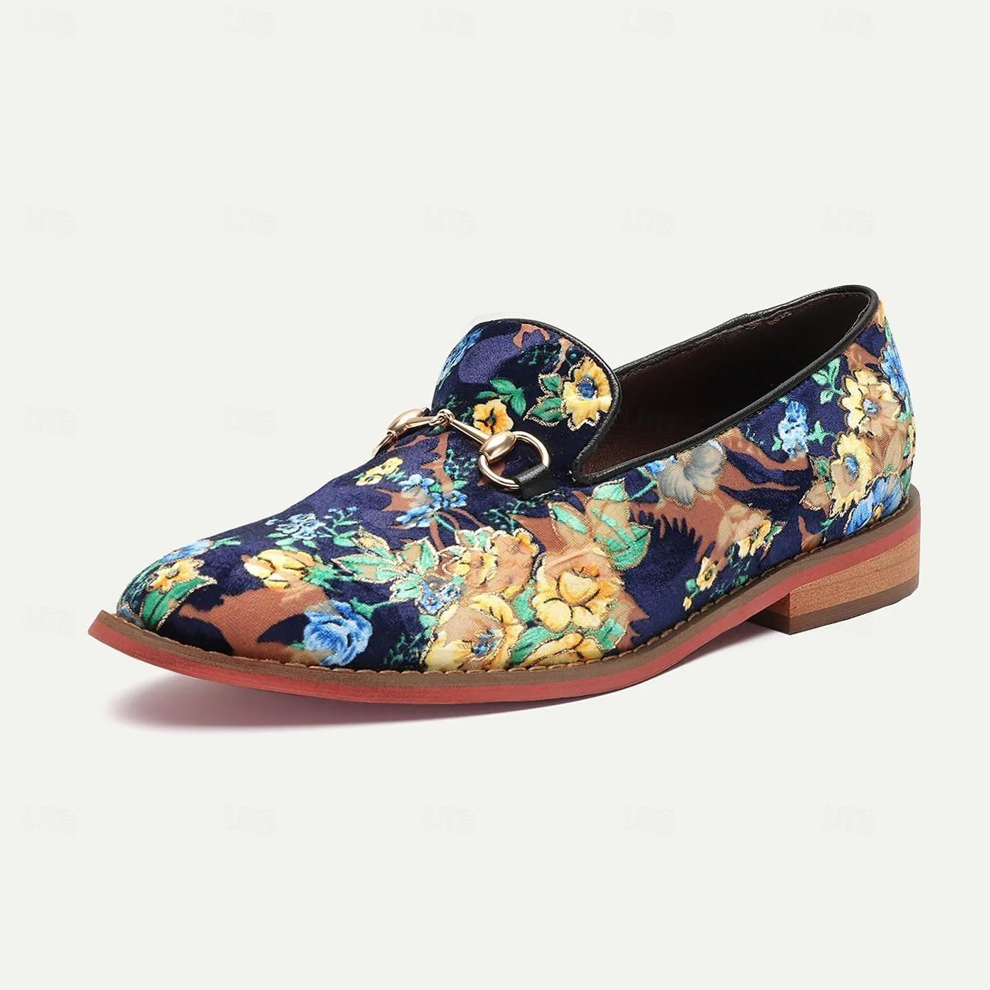 Men's Floral Patterned Velvet Loafer Horsebit - Tokiyos