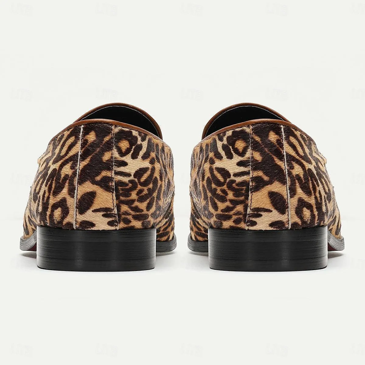 Men's Leopard Print Loafers: Bold Animal Pattern Slip-On Shoes with Stylish Strap - Tokiyos