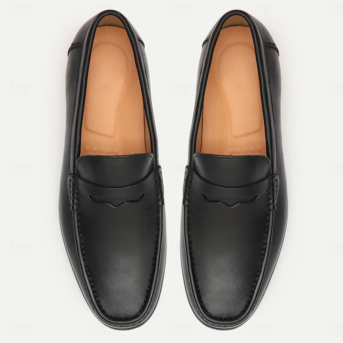 Men's Black Leather Penny Loafers - Tokiyos